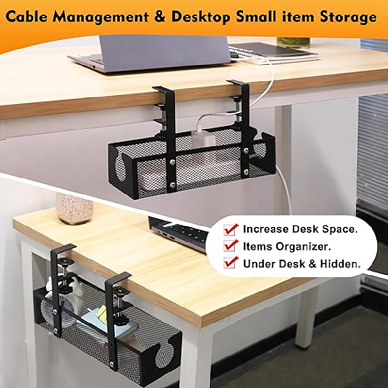 Under Desk Organizer Office Table Storage Shelf Desk Cabinet Rack Under ...