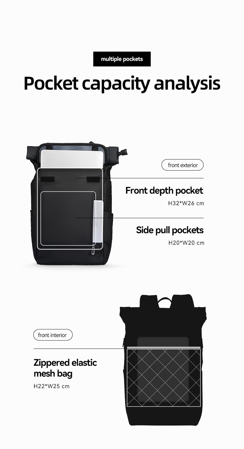 Mark Ryden Rolltop Backpack Men Expansion Travel Backpack Fits in 17.3 ...