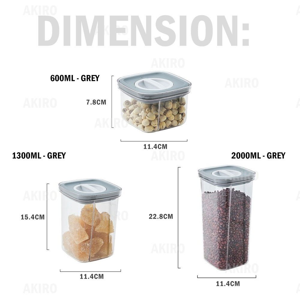 AKIRO Airtight Twist Lock Transparent Food Storage Container Box Dried ...