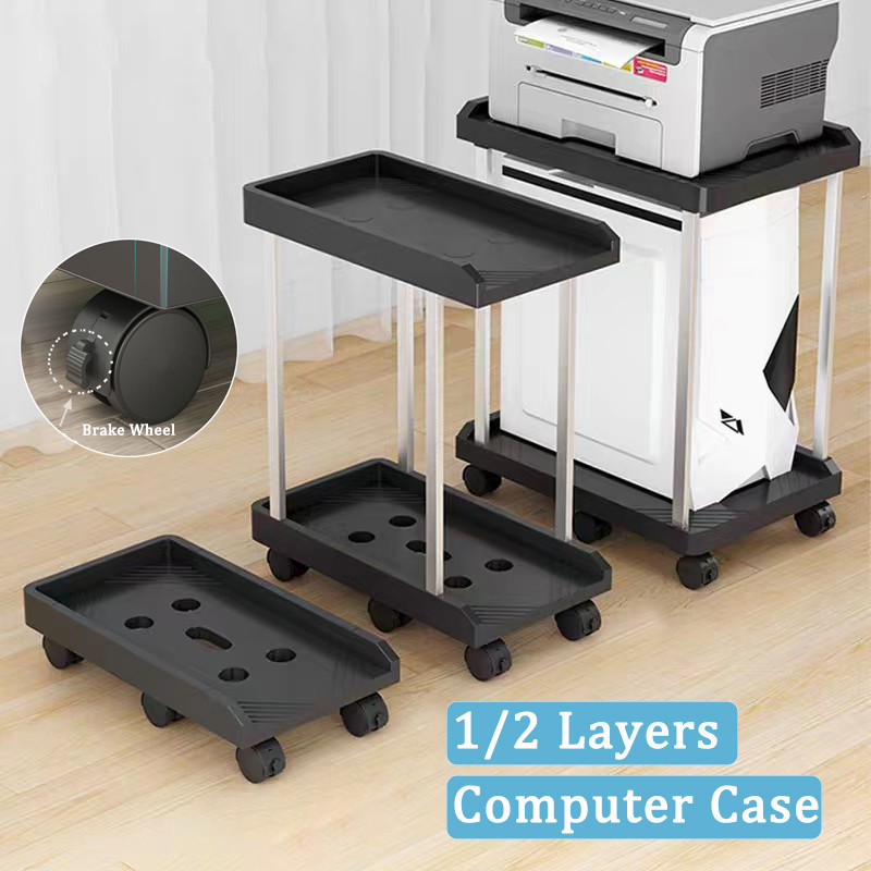 360 Rotating Computer Case Holder CPU Stand PC Base Trolley With Wheels ...