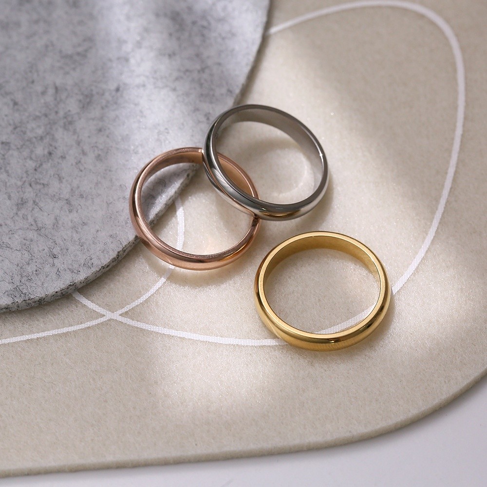 Minimalist Fashion Versatile 18K Gold Plated Titanium Steel Color ...