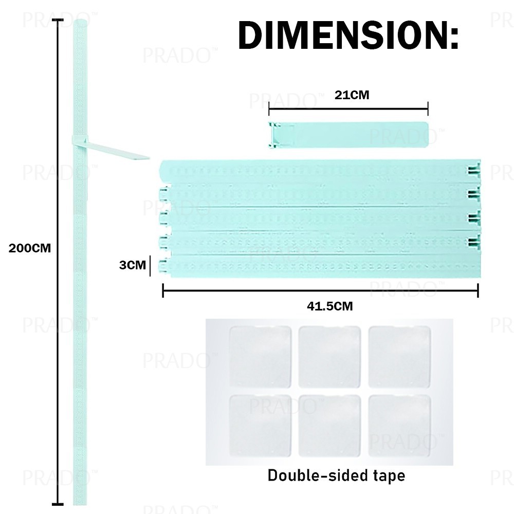 PRADO 200CM Children Wall Adhesive Height Measuring Ruler Moveable Kids ...