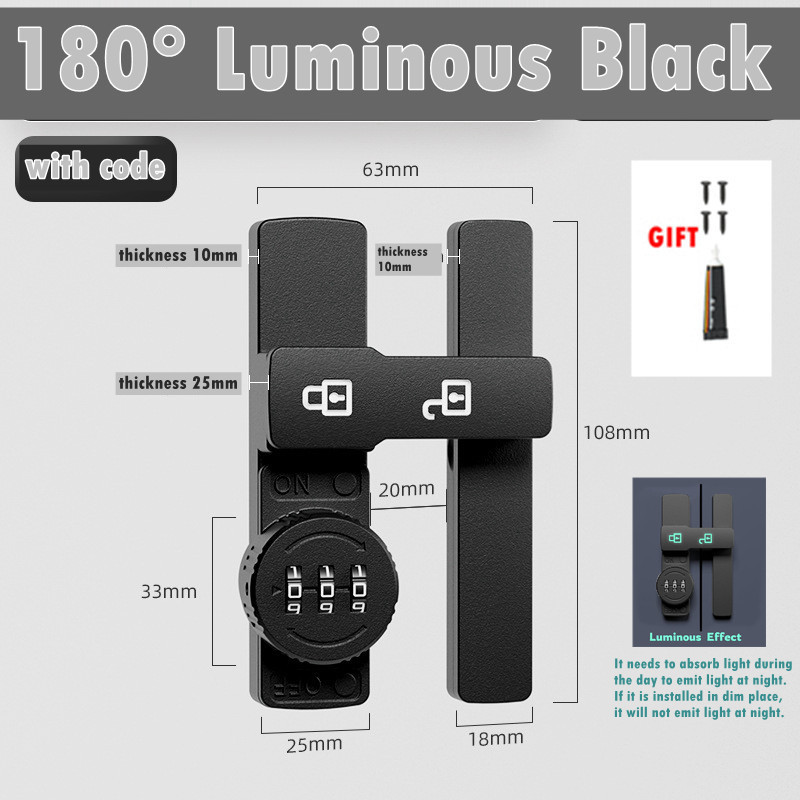 Sliding Door Latch Lock Door Bolt Hasp Lock 90/180 Degree Door Hasp ...