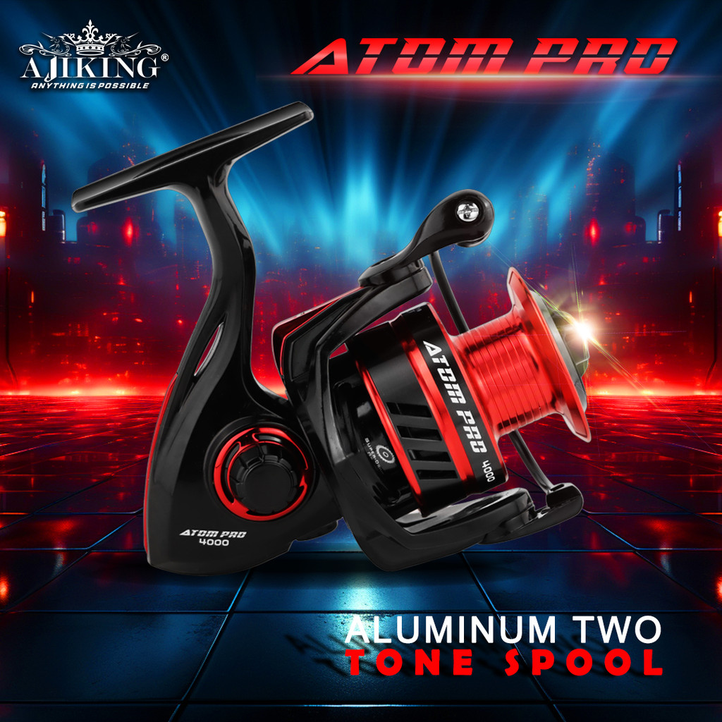 Ajiking Atom Pro Mesin Pancing Spinning | 12-14kg Drag Power |Kekili ...