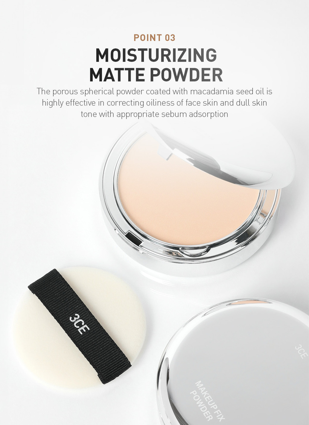 3CE Makeup Fix Powder, Matte oil absorbing, locks makeup, blurs pores ...