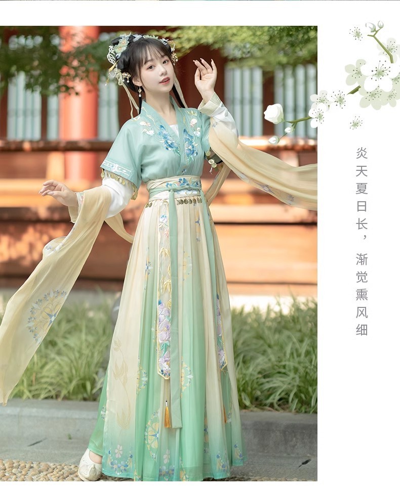 Hanfu Women Tang Dynasty Waist-length Tang Ruzi Skirt Embroidered ...