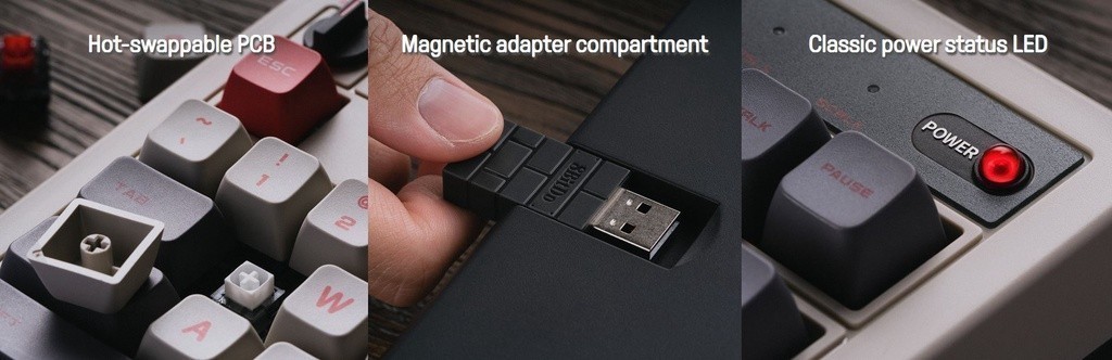 8BitDo Retro Mechanical Keyboard Bluetooth 2.4G USB-C Hot Swappable ...