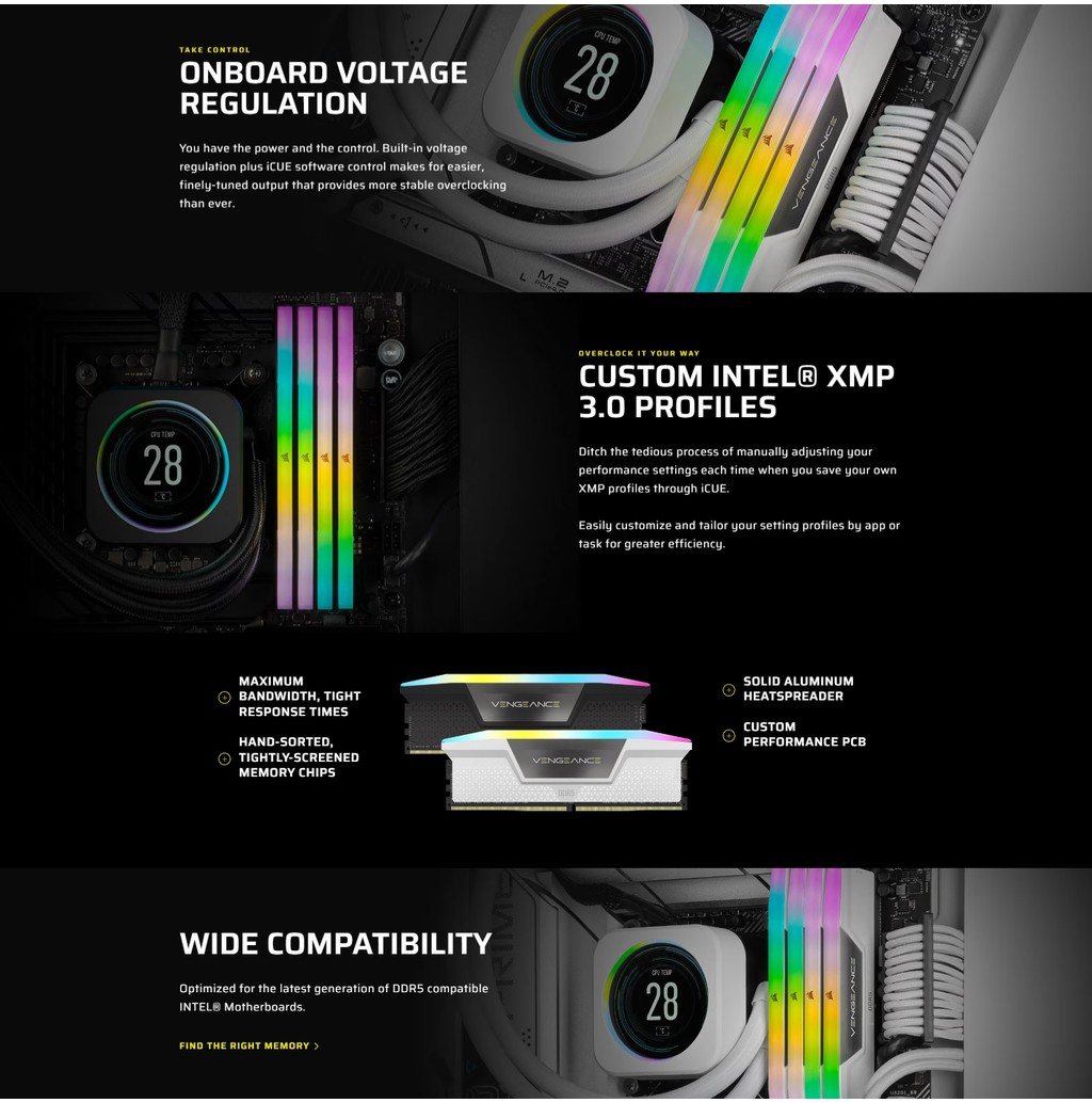 TMT Corsair Vengeance RGB DDR5 Desktop RAM Kit (16GBx2) 5600MT/s 6000MT ...
