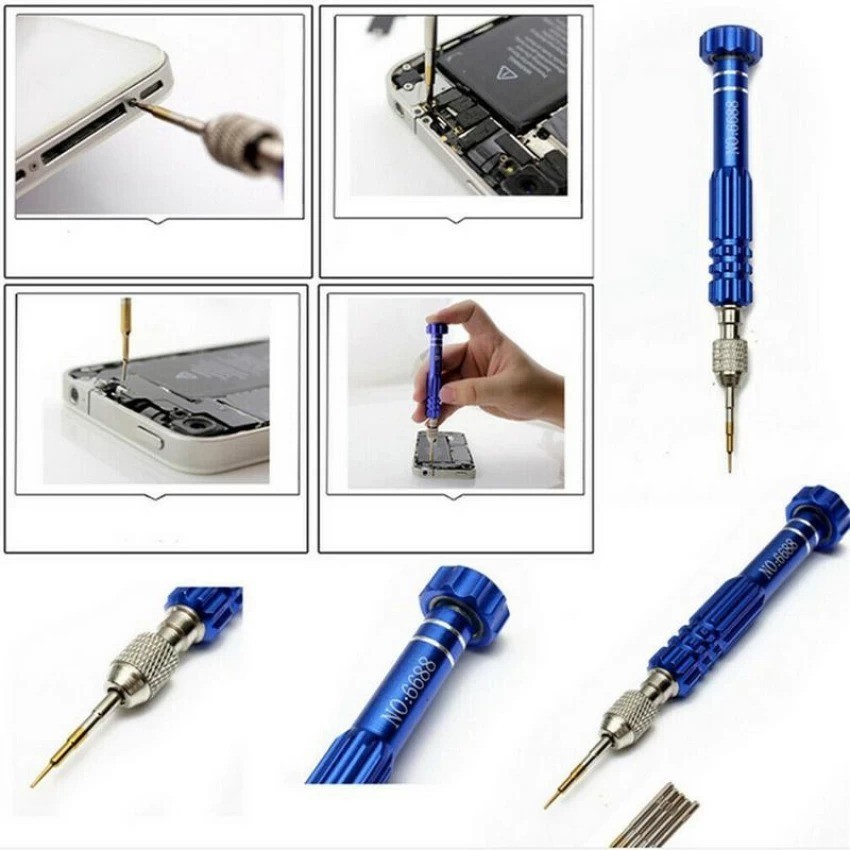 SCREW DRIVER TOOL SET 6688 6IN1 WITH 6 BITS PHILLIPS 1.5/PENTALOBE 0.8 ...
