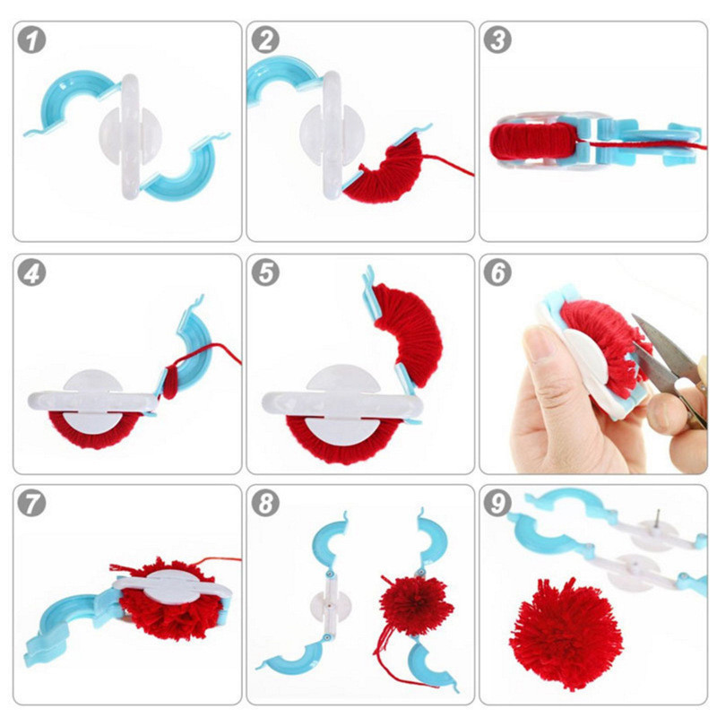 4 sizes DIY Pom Pom Maker/ Fluff Ball Weaver Bobble Craft Plush ball ...