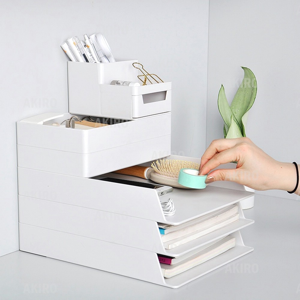 AKIRO File Organizer Stackable Document Tray School Office A4/A5 Paper ...