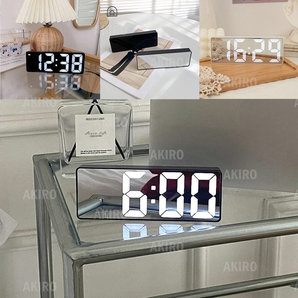 AKIRO Multifunction Mirror LED Clock Digital Clock Sensor Battery USB ...