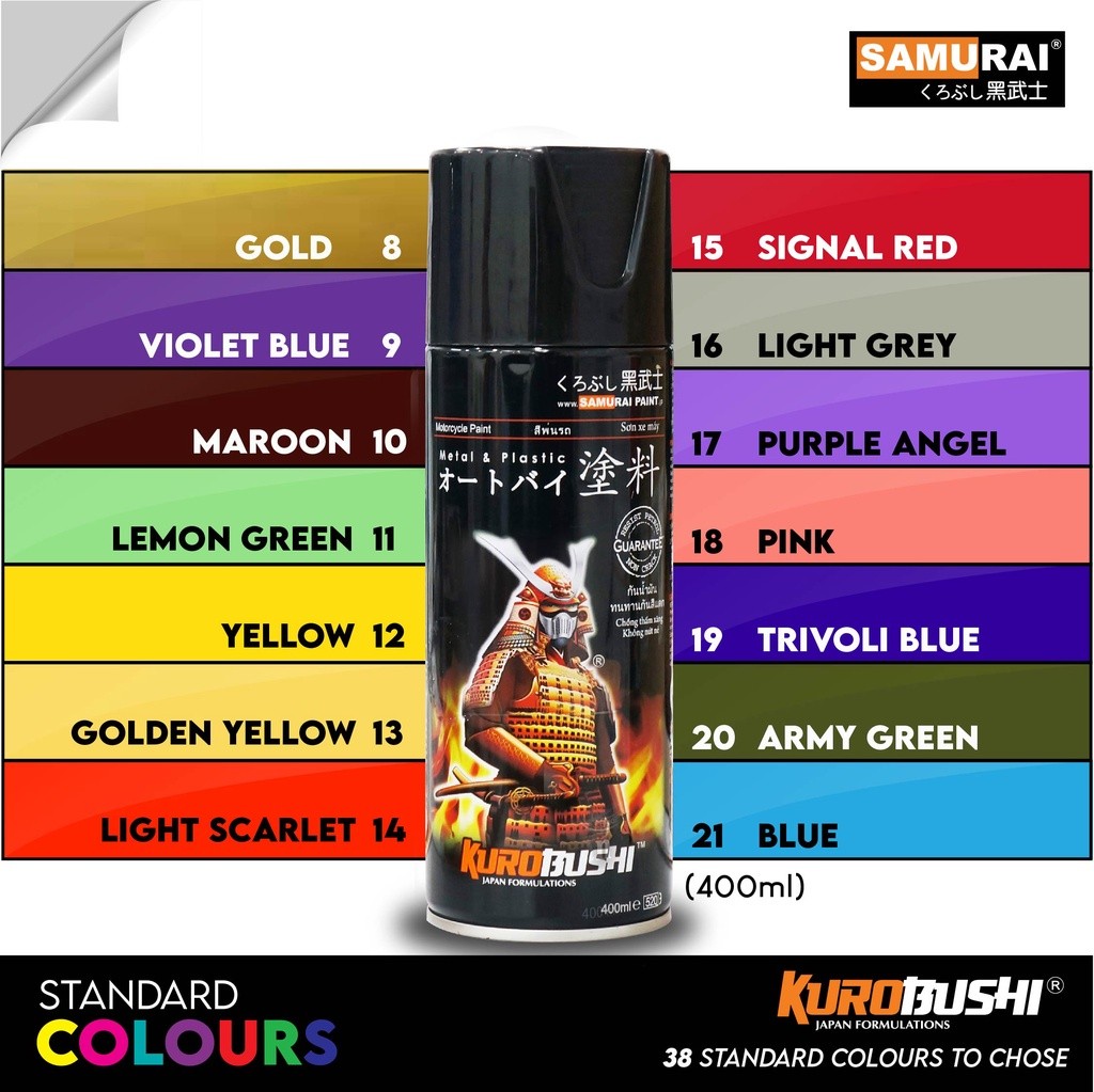 Samurai Standard Colours Aerosol Coating Spray Paint for Automotive Car ...