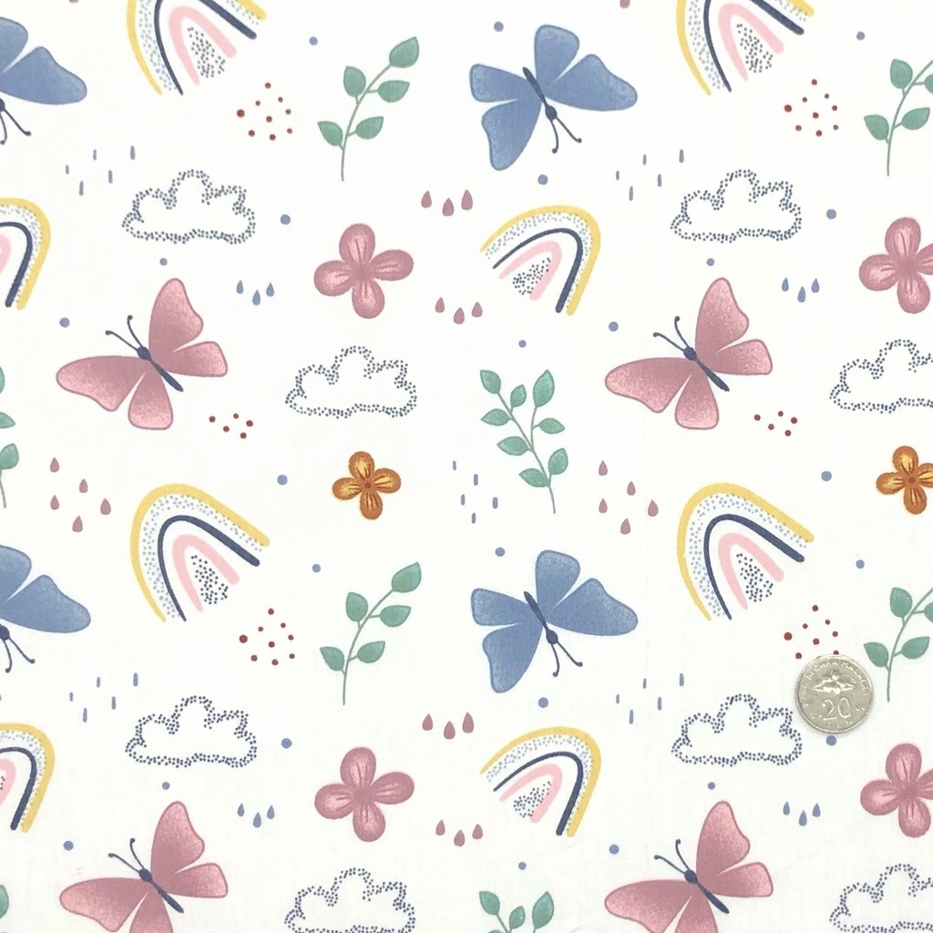 Kain Comb Cotton Corak Rama-Rama & Pelangi (Bidang 60”) / Butterfly ...