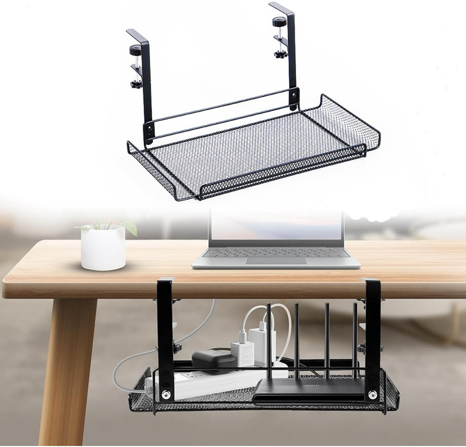 Under Desk Organizer Office Table Storage Shelf Desk Cabinet Rack Under ...