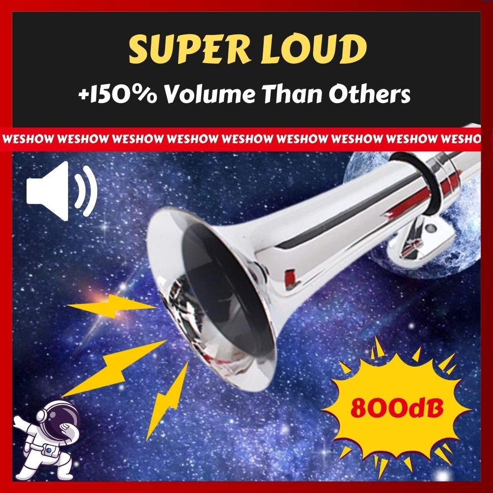 WESHOW GBS 12V 24V CAR AIR HORN SINGLE TRUMPET COMPRESSOR 17INCH SUPER ...