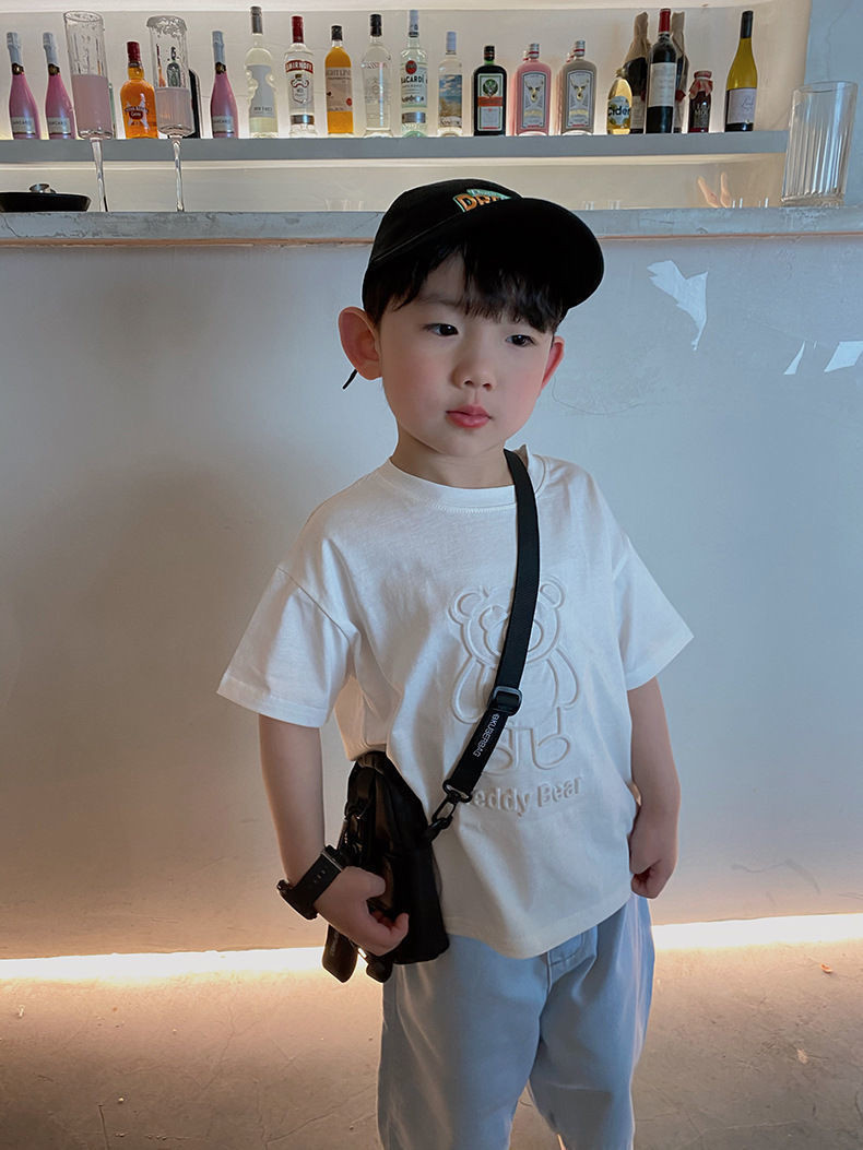 Baju Raya Budak Lelaki 6M-8Y Boy Kids Shirt Teddy Bear White T-Shirt ...