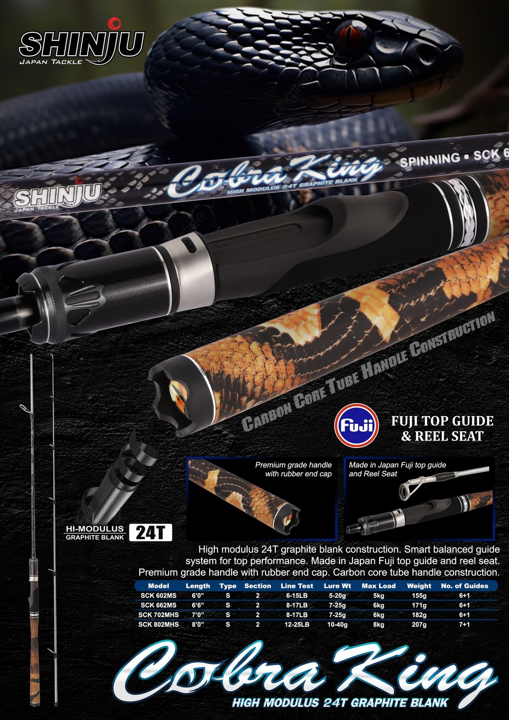 Shinju Cobra King Joran Pancing Spinning 6'0-8'0kaki | FUJI Top Guide ...