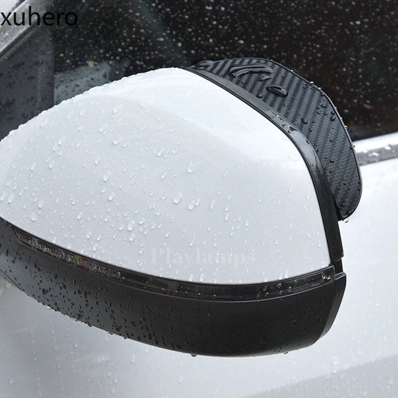 BCSMMCAR Side Rearview Mirror Rain Eyebrow Cover Trim – Black PVC, Self-Adhesive (Universal)