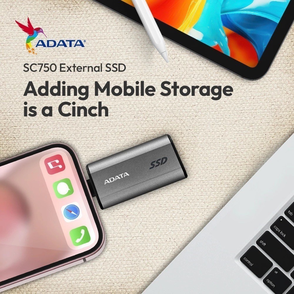 ADATA SC750 külső SSD 2TB USB 3.2 Gen2 Type-C (1050/1000 MB/s) - szürke
