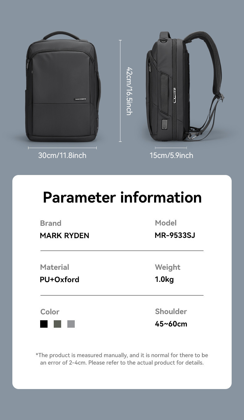 MARK RYDEN 3 Way Slim Laptop Backpack Large Messenger Laptop Bag ...