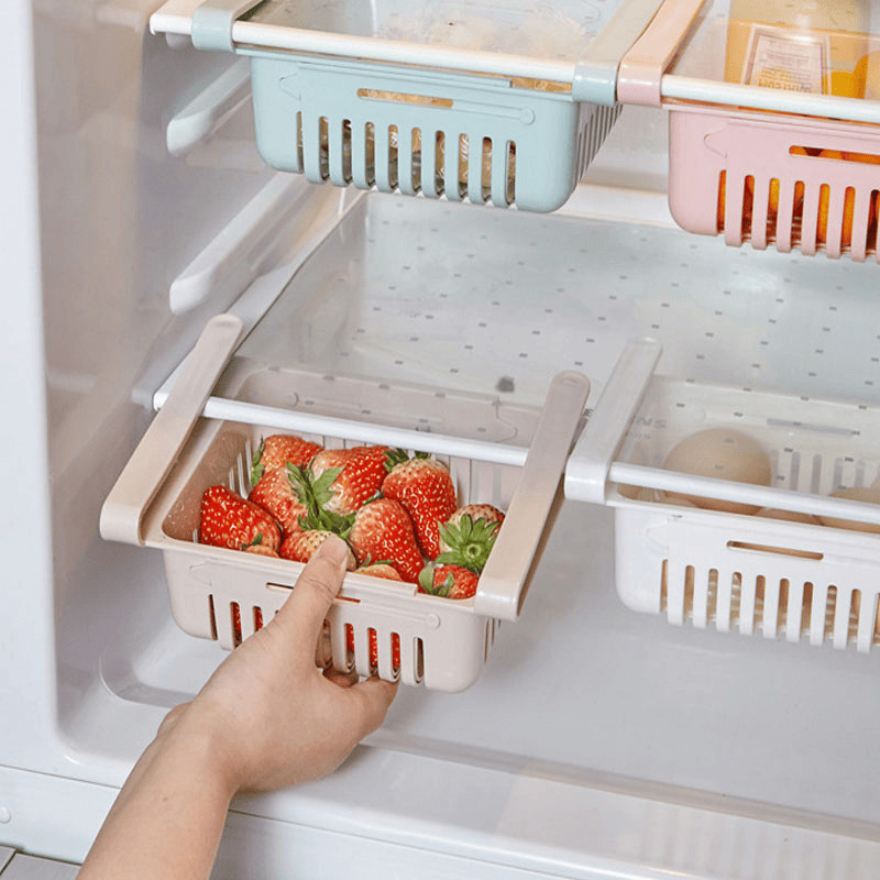 Random Color Adjustable Fridge Organizer | Refrigerator Storage Rack ...