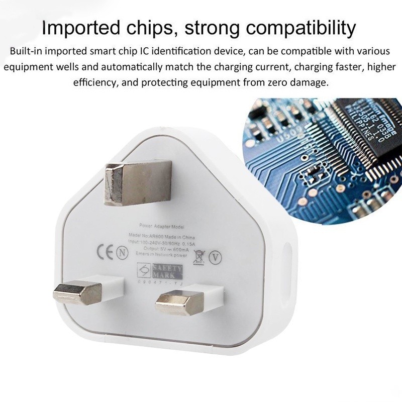 AKIRO Universal USB 3 Pin Plug Charger Adapter 5V 1A Charger Travel ...