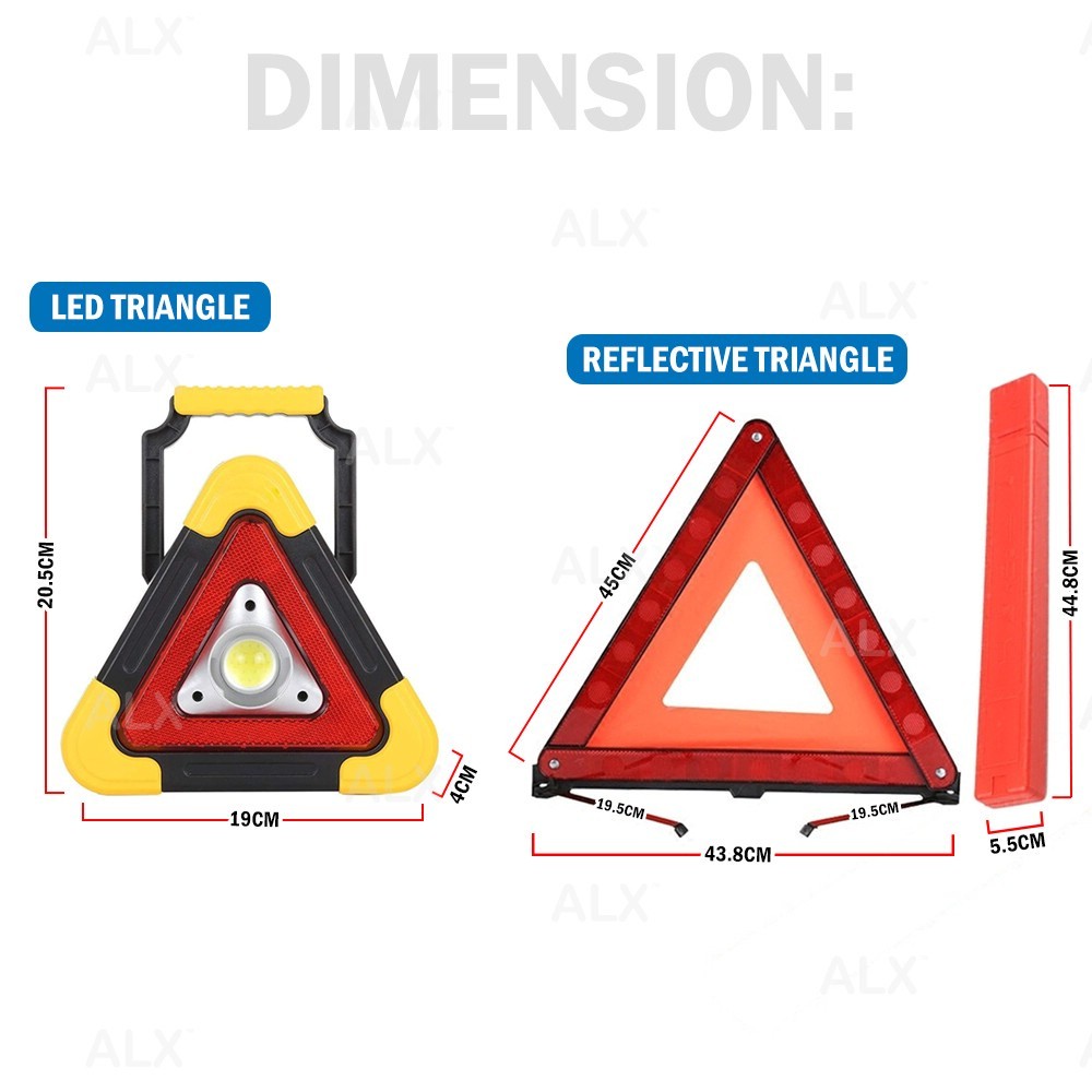 ALX Solar Car Emergency Light Triangle LED Rechargeable Light 5 Modes ...