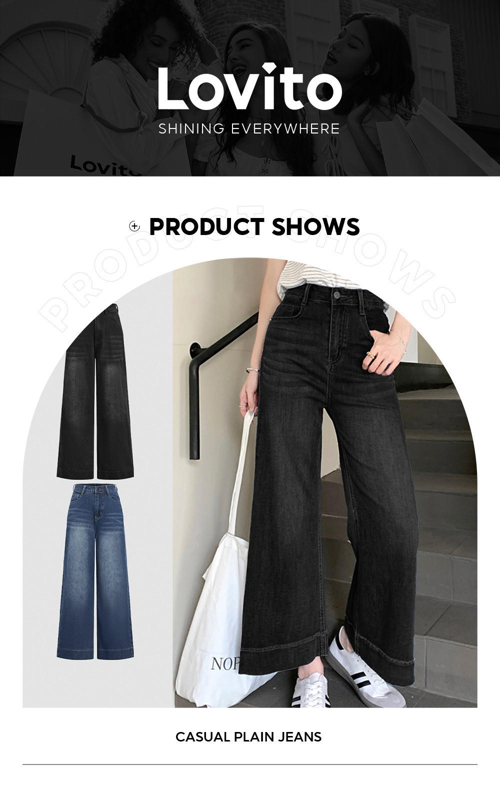 Lovito x Gladish Casual Women Jeans Plain Pocket Cat'S Whiskers All ...