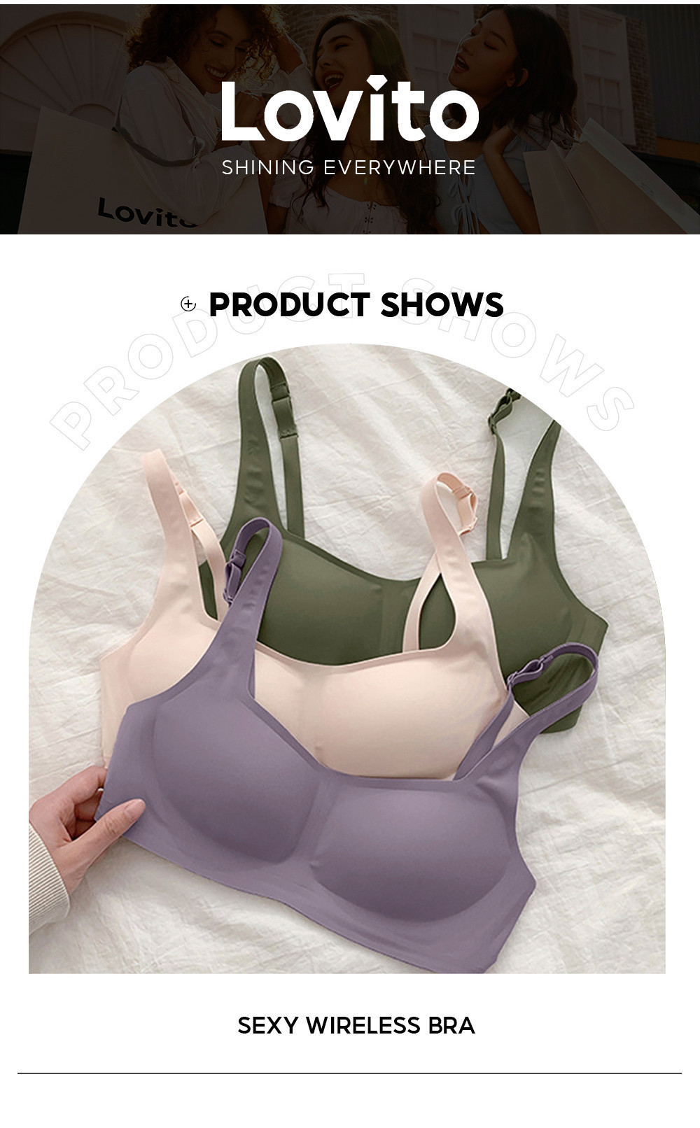 Lovito Sexy Seamless Breathable Bralette Buckle Bra for Women LNL43214 ...
