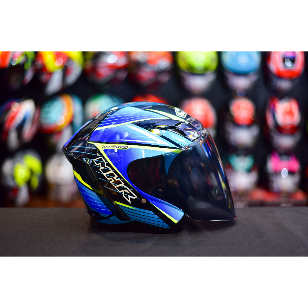 HELMET MHR OPEN FACE OF622 BEATZ TREXIE MALIBU BLUE VISOR CLEAR