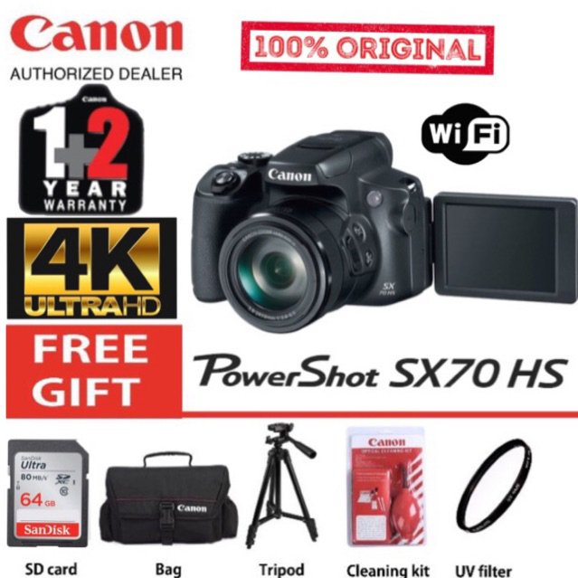 Canon Powershot SX70 HS camera original flip screen 4K WiFi 65x super