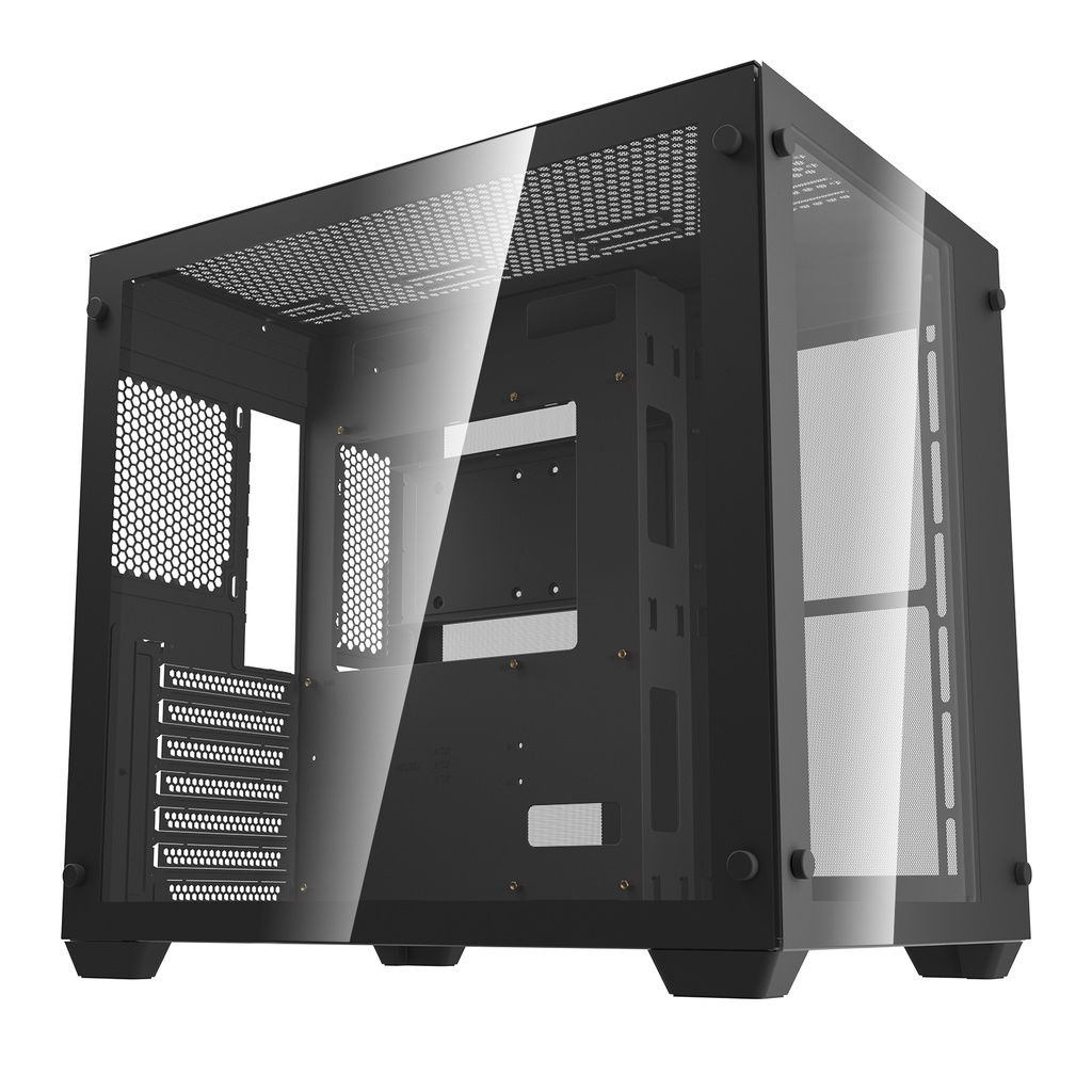 AIGO C285 / C285M (Black/White) ATX / MATX Chassis – Dual Chamber ...