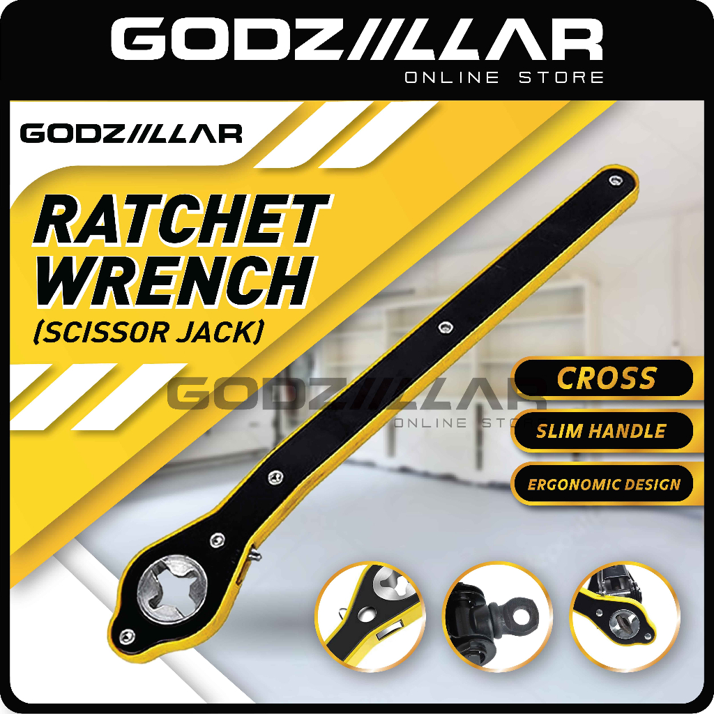 Jack Ratchet Wrench Car Scissor Jack Garage Tire Wheel Lug Wrench