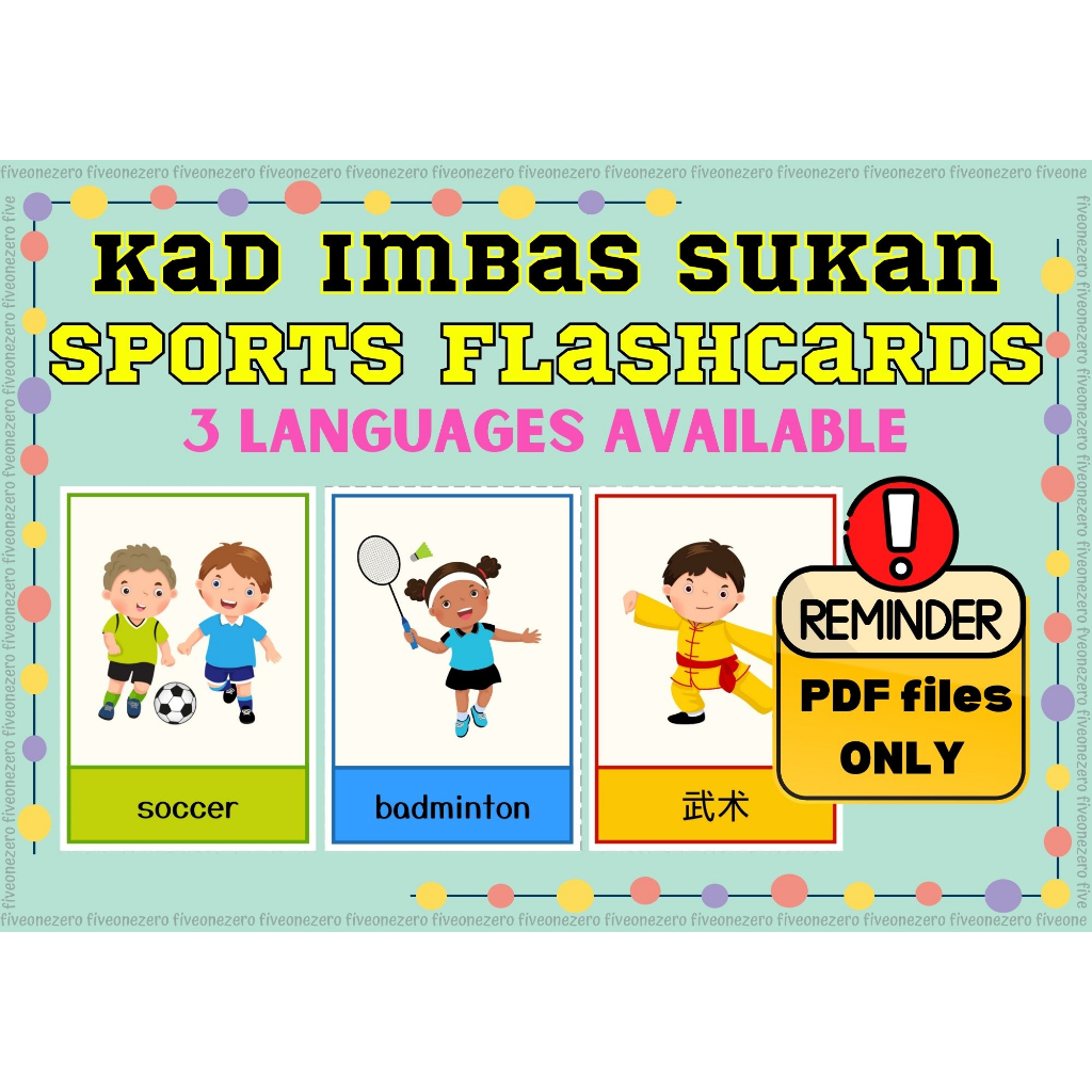 [PDF Softcopy] Kad Imbas Sukan (Bahasa Melayu) Cute Printable Sports ...