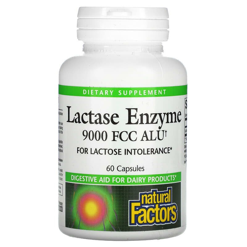 Natural Factors, Lactase Enzyme, 9,000 FCC ALU, 60 Capsules Shopee