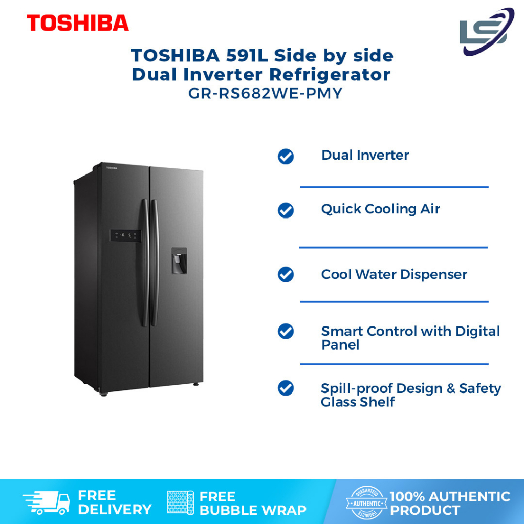 TOSHIBA 591L Side by side Inverter Refrigerator GRRS682WEPMY(06