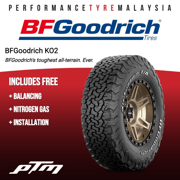 16 17 18 20 inch BF Goodrich All Terrain AT KO3 & KO2 4X4 Tyre (FREE INSTALLATION/DELIVERY