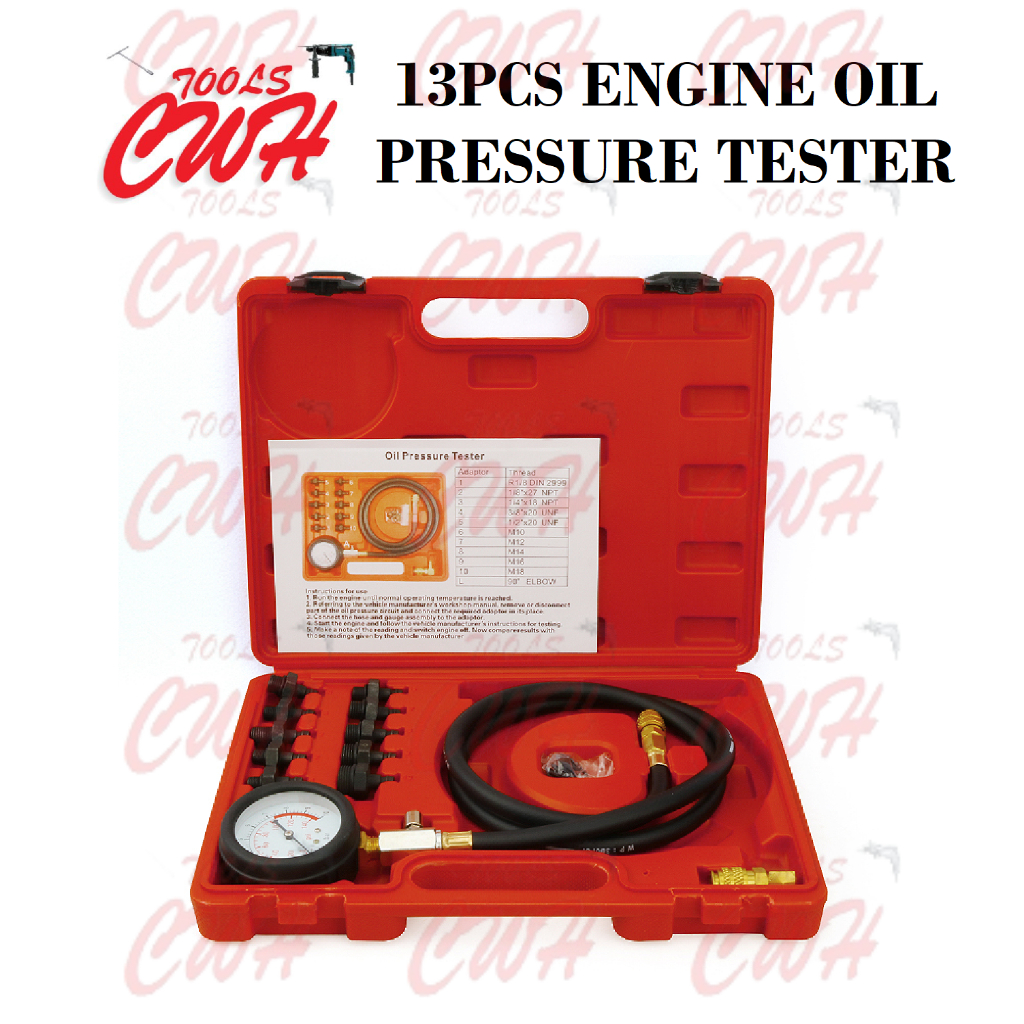 13PCS CAR VEHICLE ENGINE OIL PRESSURE GAUGE TESTER DIAGNOSE SET AUTO
