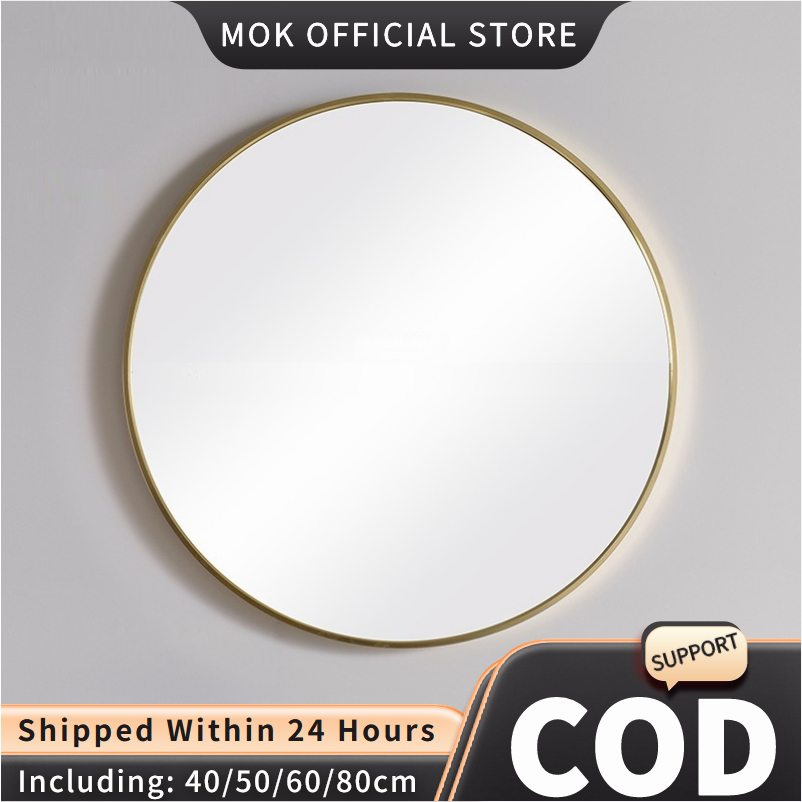 MOK Metal Frame Wall Mounted Bathroom Mirror Round Mirror For Bathroom