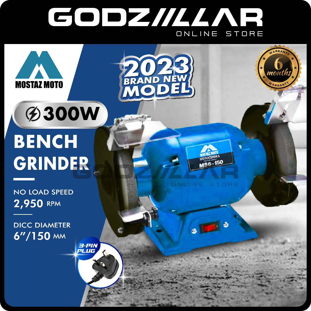 Mostaz Moto 300W 6"/150mm Bench Grinder Machine Polish Grinding Mesin