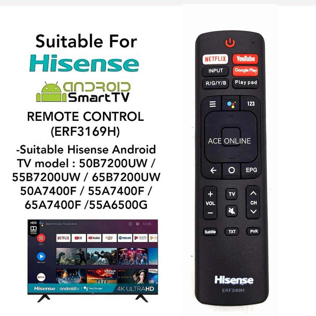 HISENSE ANDROID SMART TV REMOTE CONTROL (ERF3169H) | Shopee Malaysia