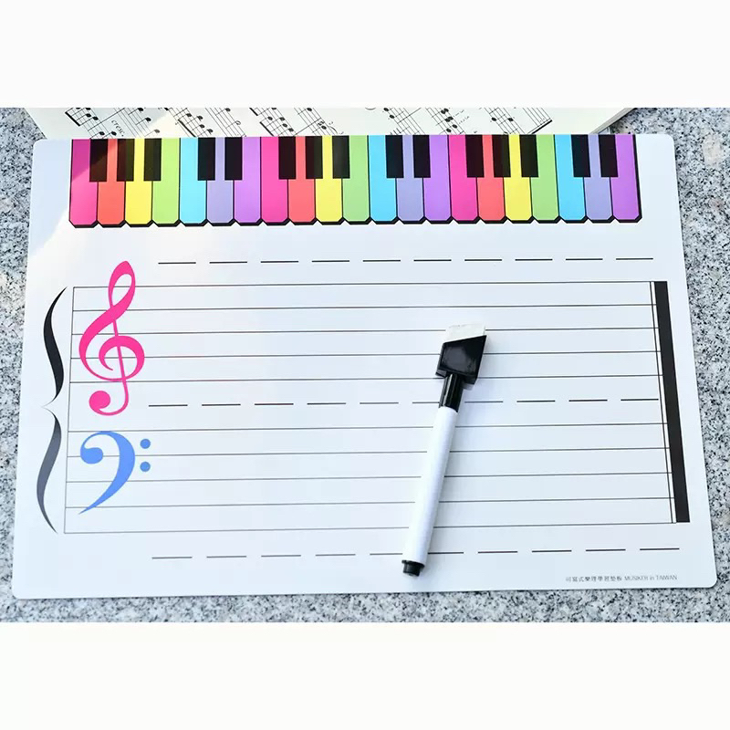 Music whiteboard keyboard&stave, double-sided for beginner/music ...