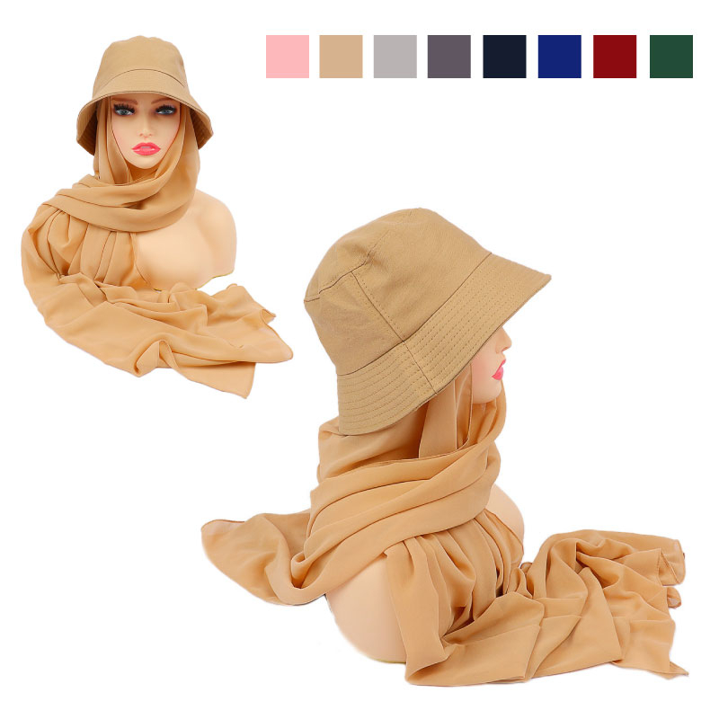 Gildan Muslim Women Fashion Hijab Baseball Cap Hijab Solid Chiffon