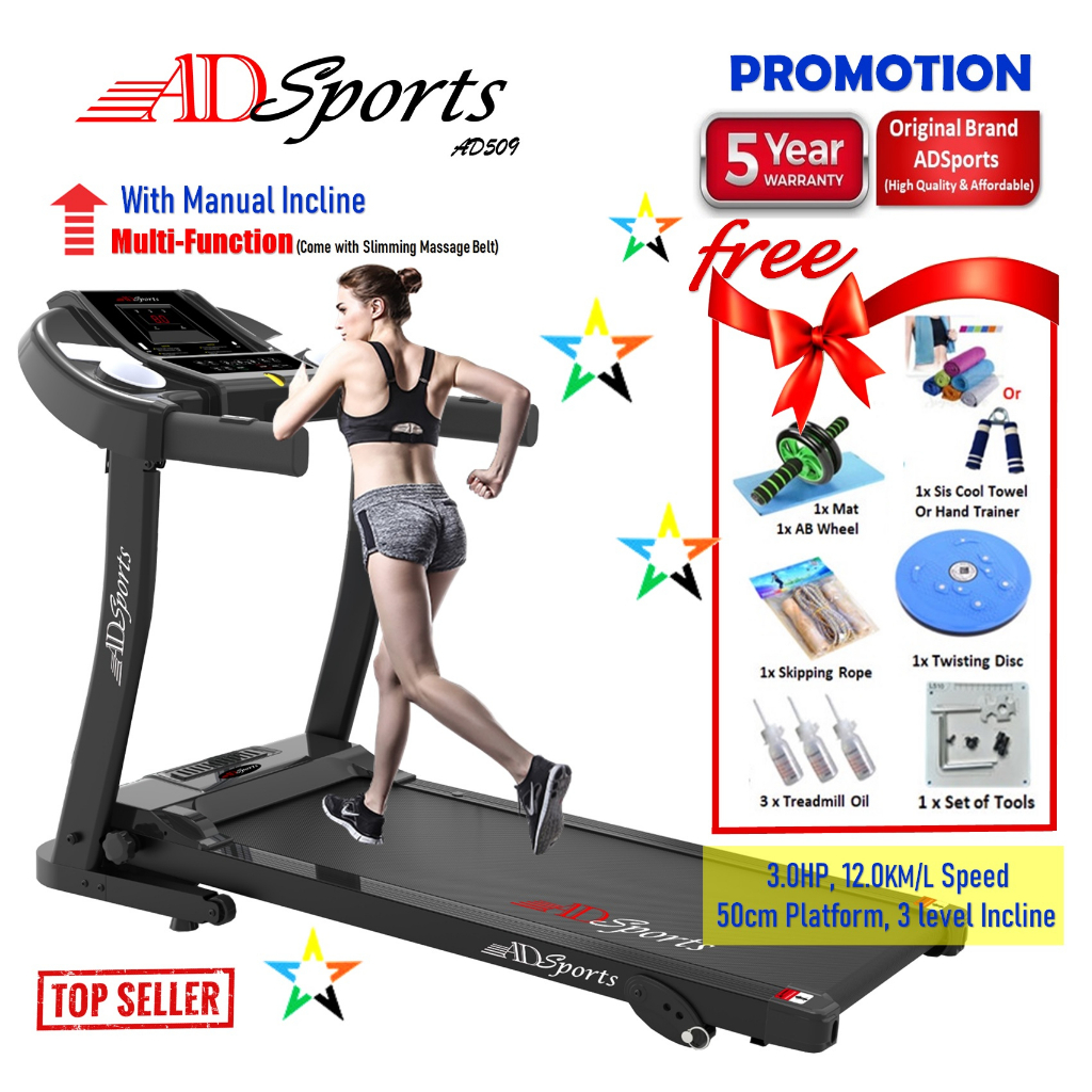 3.0HP ADSports AD509 AD200 Home Exercise Gym Fitness Electric Motorized Treadmill Mesin Senaman Aerobik Lari 跑步机