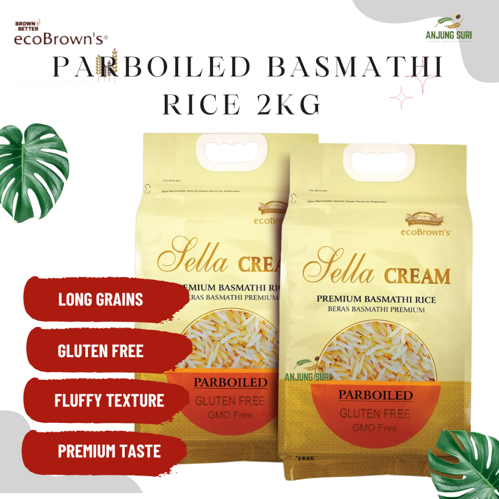 EcoBrowns Sella Cream Parboiles Basmathi Rice Gluten Free Beras Panjang