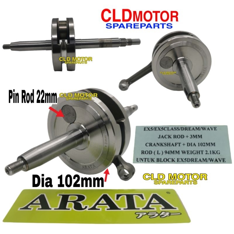ARATA Racing Crankshaft EX5 Class 1Dream W100 Jet Up 6mm 3mm