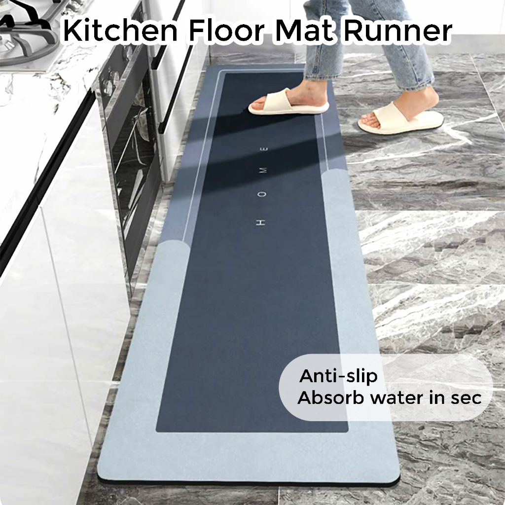 Floor Mat Absorbent Bath Mat Quick Dry Thin Bathroom Mats Non Slip ...