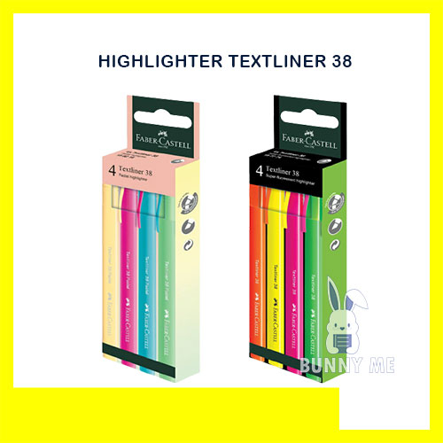 FABER-CASTELL HIGHLIGHTER TEXTLINER 38 PASTEL / SUPERFLOURESCENT 4 ...