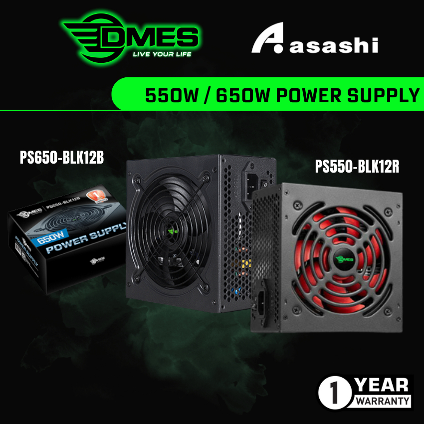 DMES 550w / 650W Power Supply with 12cm Fan PS550-BLK12R PS650-BLK12B ...